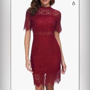 Lace Cocktail Party Dress by Zalalus - size 10 - Wine Red